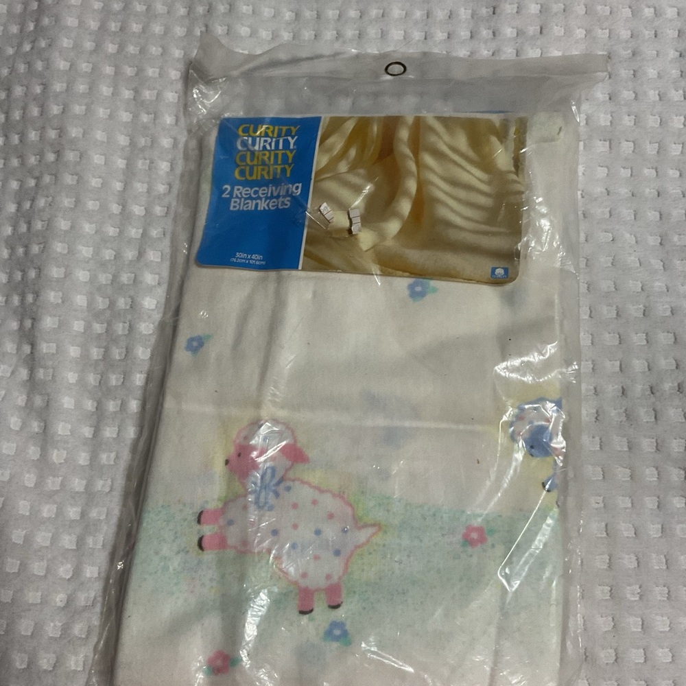 Baby Receiving Blankets - White and Pink